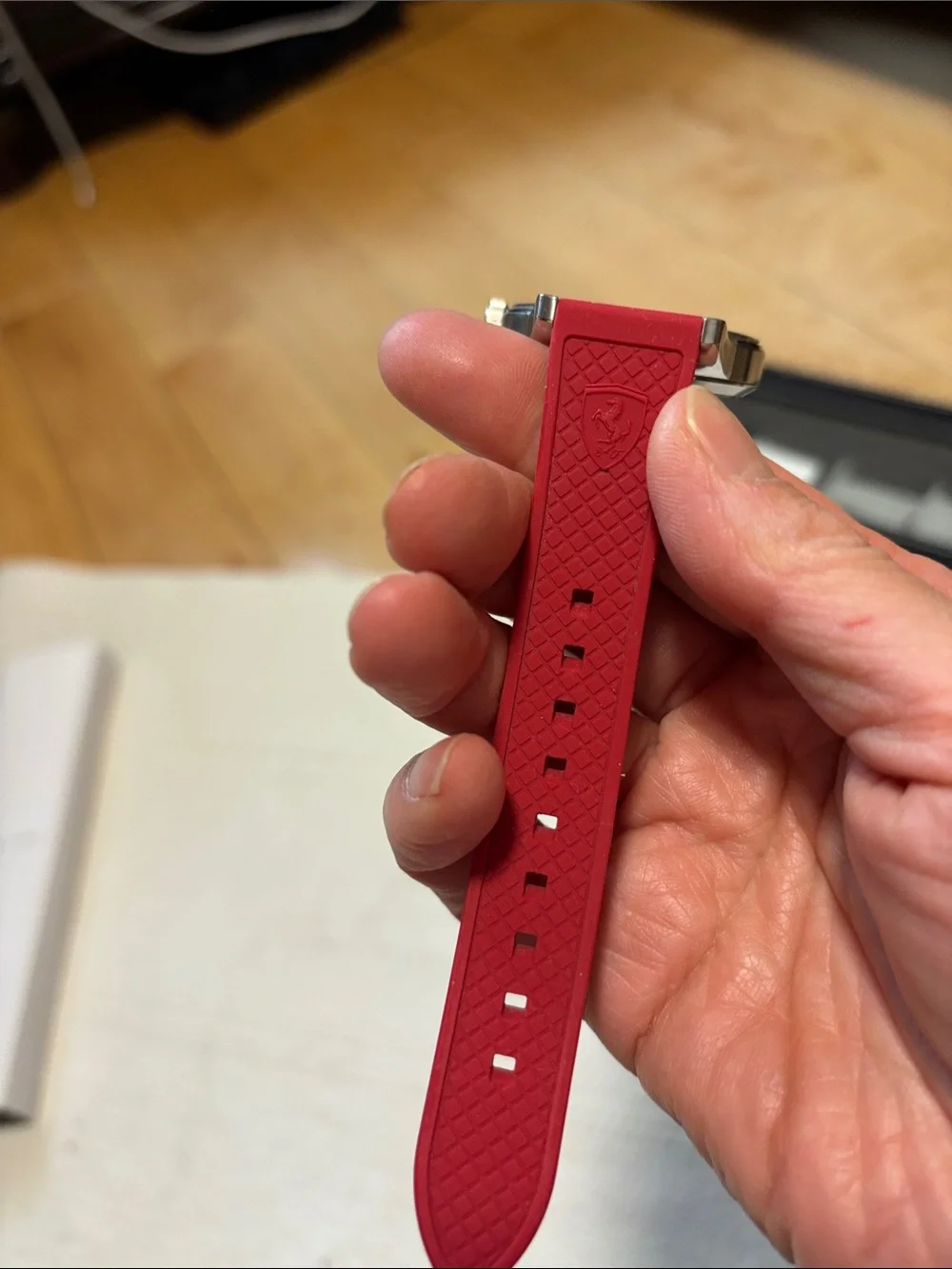 Ferrari Red Strap Black Dial Men's Watch